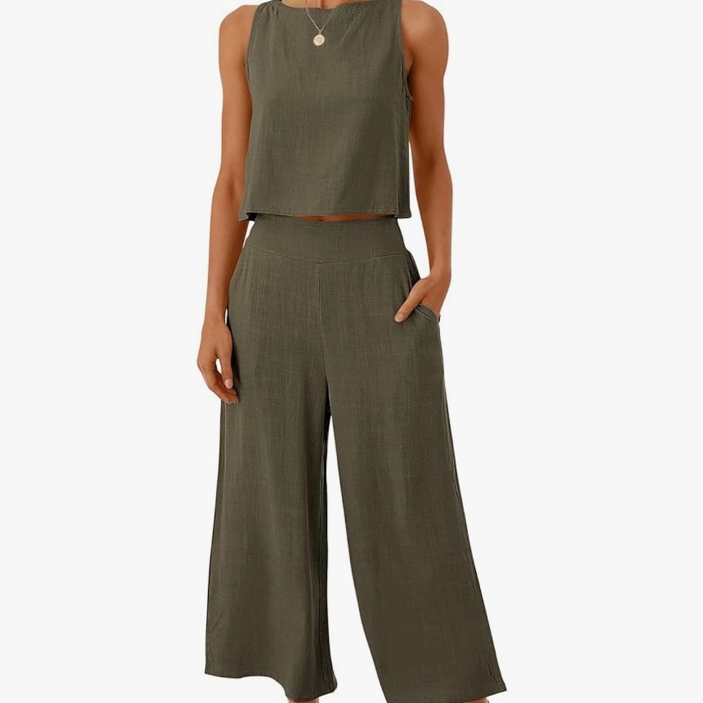 Women's Olive Green Wide-Leg Jumpsuit